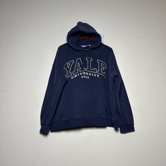 Yale University Blue Hoodie Men XL Embroidered College Sweatshirts Pullover Fall - Picture 1 of 11